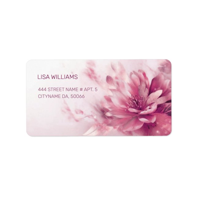 Pink Shiny Metallic FlowerBusiness Card Label (Front)