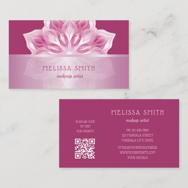 Pink Shiny Metallic Mandala  Business Card (Front/Back)
