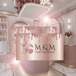 Pink Shiny Private Party Bartender Business Card