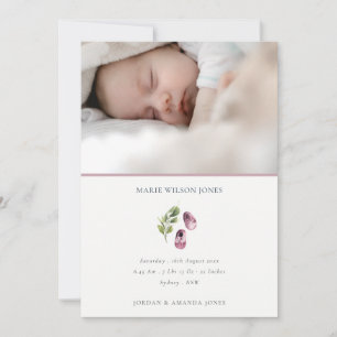 Pink Shoes Foliage Photo Baby Birth Announcement
