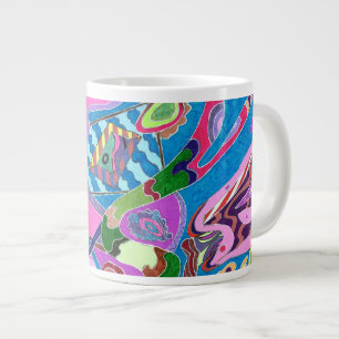 "Pink Shore" Abstract Art Large Coffee Mug