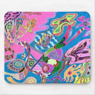 Pink Shore, Abstract Art Mouse Mat