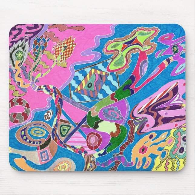 Pink Shore, Abstract Art Mouse Mat (Front)