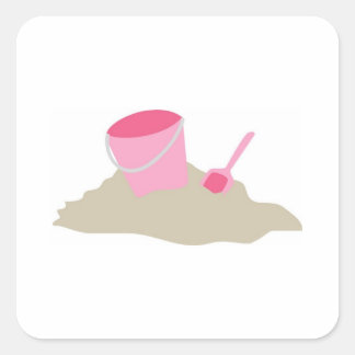 Pink Shovel and Pail Square Sticker