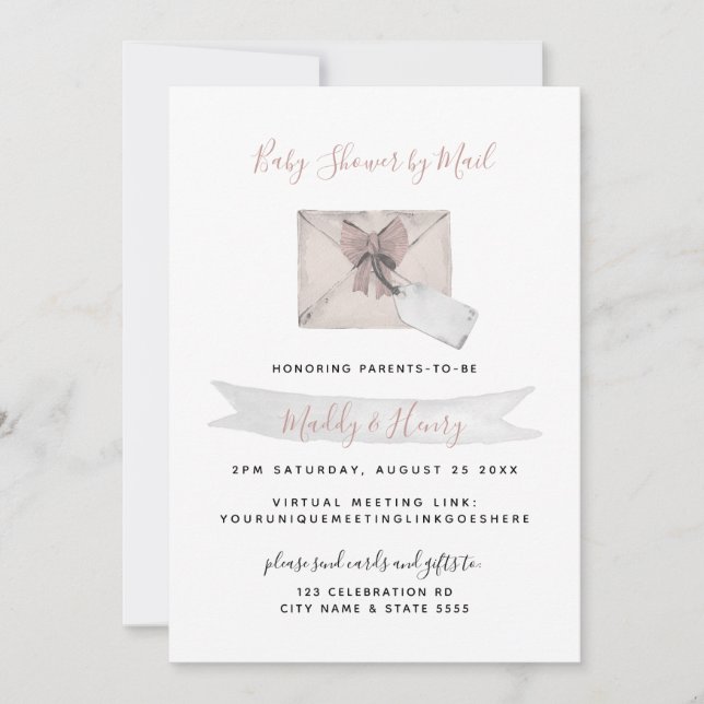 Pink Shower by Mail Virtual Long Distance Invitation (Front)