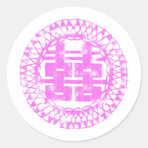Pink Shuan Xi Classic Round Sticker