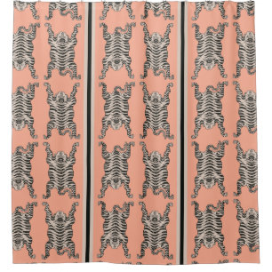 Pink Siberian tiger Striped Shower Curtain