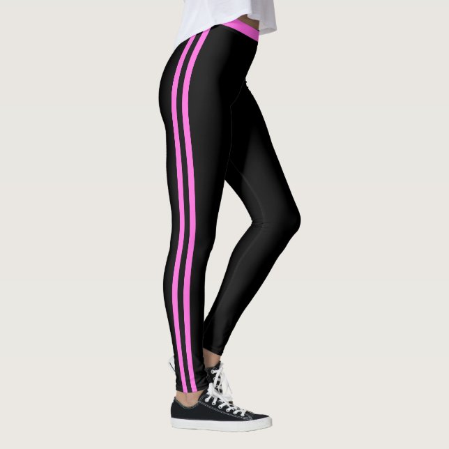 Pink Side Stripe Black Sport Leggings Your Colours (Right)