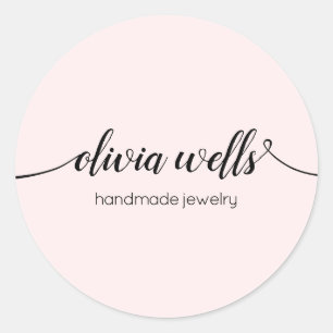 Pink Signature  Script Classic Round Sticker