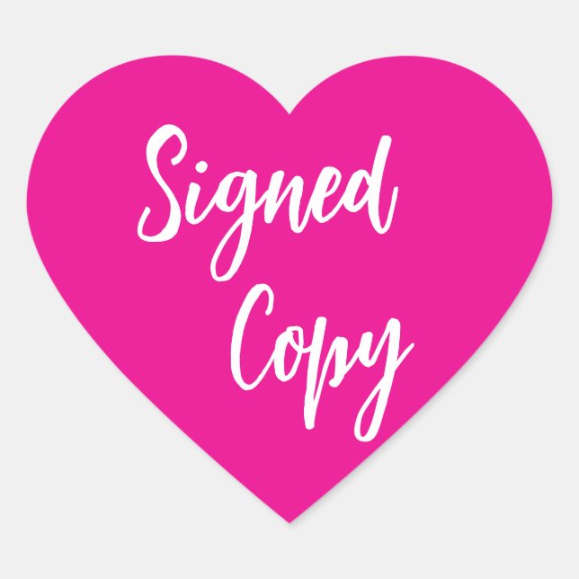 Pink Signed copy Heart Sticker (Front)