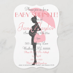 Pink Silhouette Baby Sprinkle Invitation