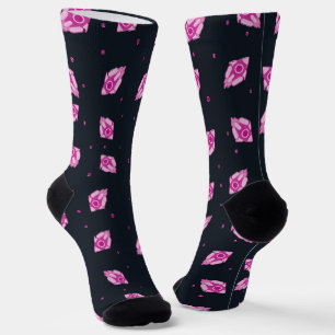 Pink silhouette space rocket socks