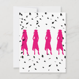 Pink Silhouettes Graduation Party Invitation
