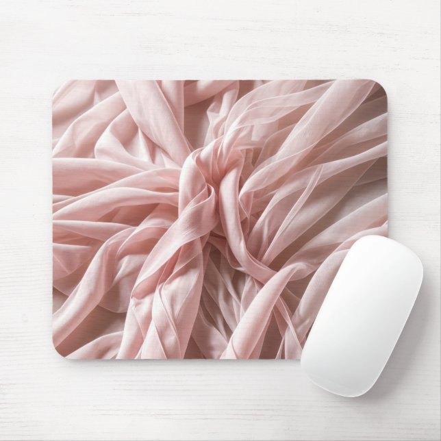 Pink Silk Fabric Twist Design Mouse Mat (With Mouse)