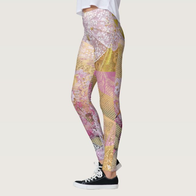 Pink Silk Gold Koi Flowing Leggings (Left)