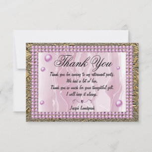 Pink Silk, Pink Pearls & Gold Foil Thank You Card