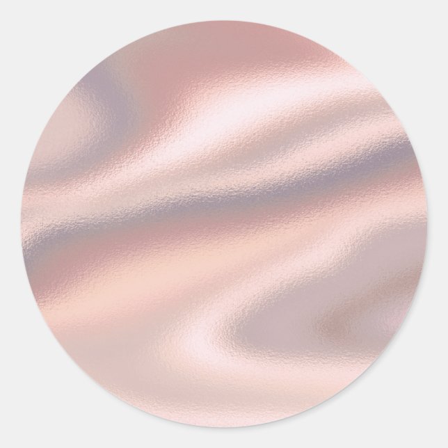 Pink Silk Rose Gold Custom Trendy Classic Round Sticker (Front)
