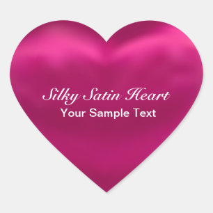 Pink Silky Satin Heart Heart Sticker