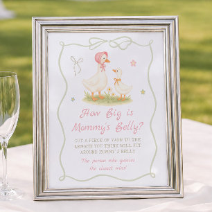 Pink Silly Goose Baby shower How Big is Her Belly Poster