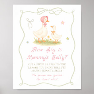 Pink Silly Goose Baby shower How Big is Her Belly  Poster