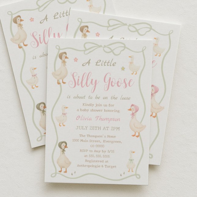 Pink Silly Goose Baby Shower Invitation (Creator Uploaded)