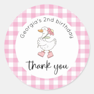 Pink Silly Goose Birthday Thank You Classic Round Sticker