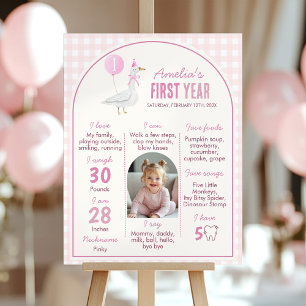 Pink Silly Goose First Year Photo Milestone Poster