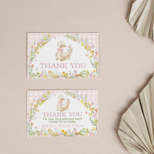 Pink Silly Goose Floral Baby Shower Thank You Card