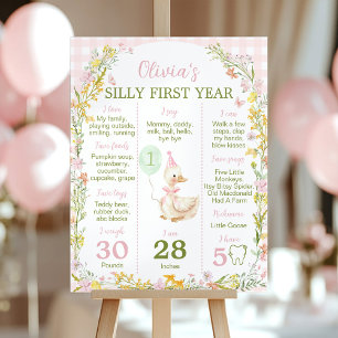Pink Silly Goose Floral Birthday Milestone Sign