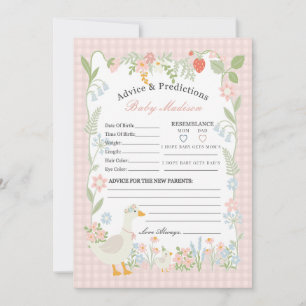 Pink Silly Goose Floral Gingham Advice for Baby Invitation
