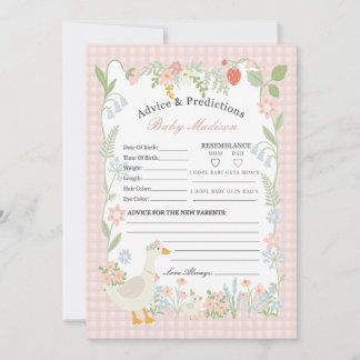 Pink Silly Goose Floral Gingham Advice for Baby Invitation