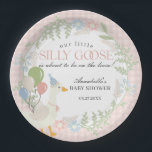 Pink Silly Goose Floral Gingham Baby Shower Paper Plate<br><div class="desc">A silly goose is almost on the loose. This Silly Goose Party Decor Collection is perfect for celebrating your sweet little girl! Featuring an adorable silly goose, pastel florals, and soft gingham patterns, this collection is perfect for adding a touch of playful elegance to any party. Whether it’s for a...</div>