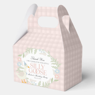 Pink Silly Goose Floral Gingham Birthday Favour Box