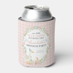 Pink Silly Goose Floral Gingham Birthday Favour Can Cooler