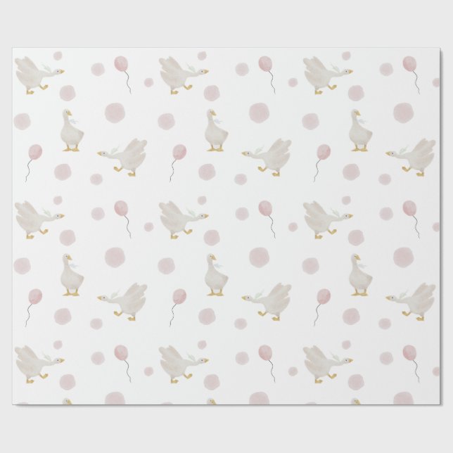 Pink Silly Goose Wrapping Paper (Flat)