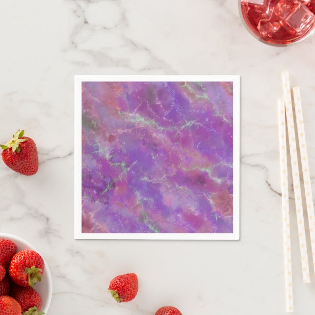 Pink, Silver and Purple Marble  Napkin (Insitu)