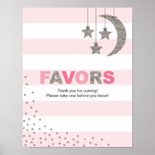 pink silver baby shower decor favours table sign
