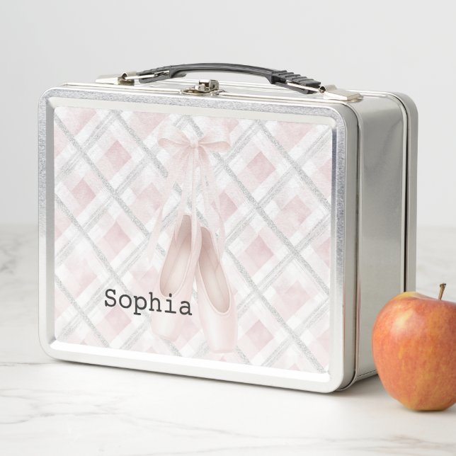 Pink Silver Ballet Shoes   Metal Lunch Box (In Situ)