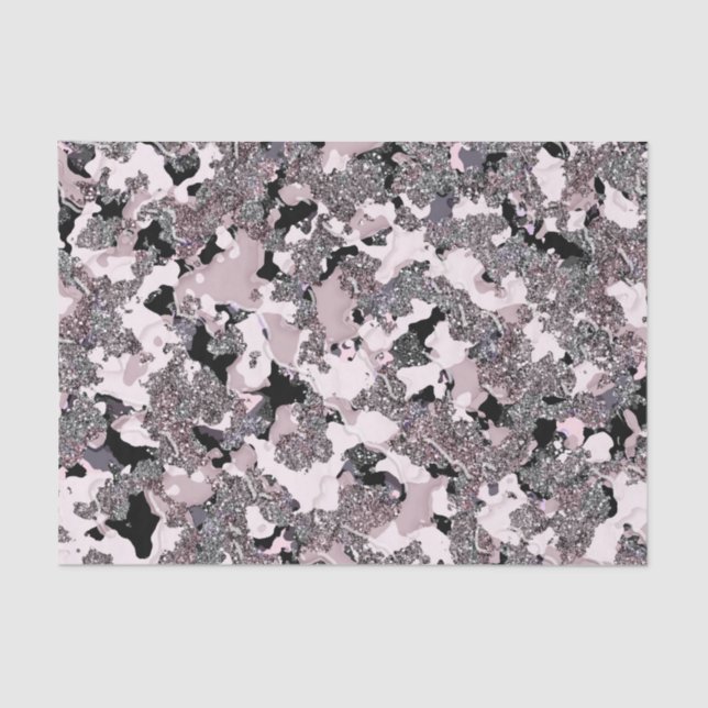 Pink Silver & Black Beauty Spill Glam Gloss Girly Tissue Paper (Front)