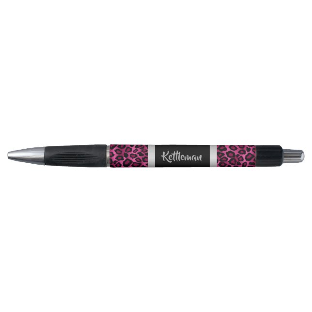 Pink, Silver & Black Leopard Pattern - Diy Text (Front)