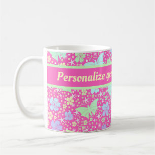 pink,silver,butterfly, metal, decoration, design, coffee mug