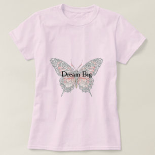 Pink Silver Butterfly Personalized T-Shirt