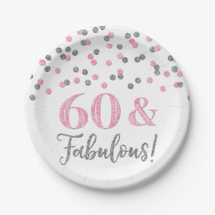 Pink Silver Confetti 60 and Fabulous Paper Plate