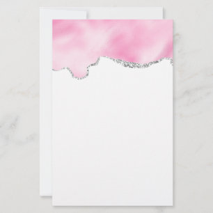 Pink & Silver Faux Glitter Border Stylish