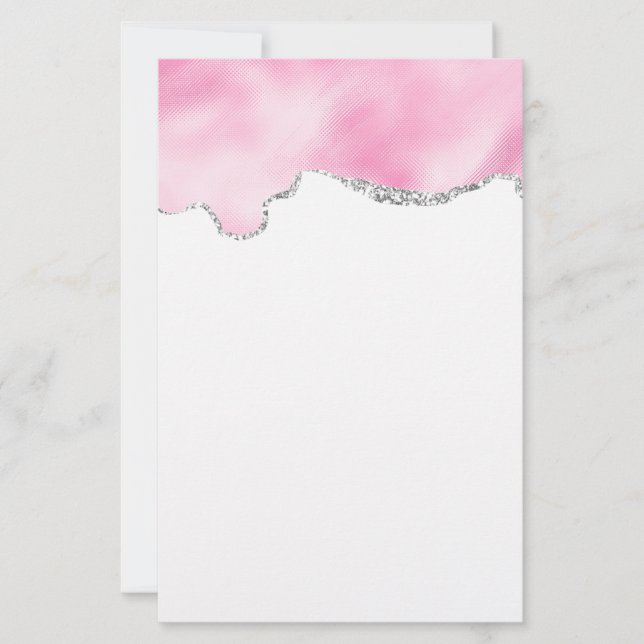 Pink & Silver Faux Glitter Border Stylish (Front)