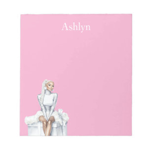 Pink Silver Female on Gift Notepad