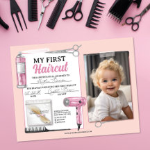 Pink & Silver First Haircut Hair Salon Certificate