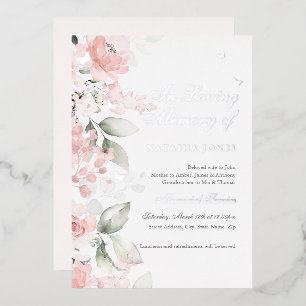 Pink Silver Floral Butterfly Memorial Service