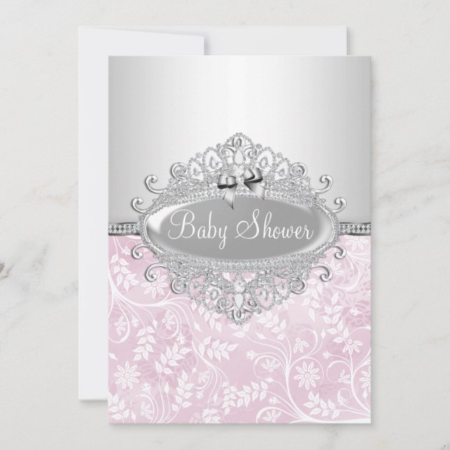 Pink & Silver Flower Baby Shower Invitation (Front)