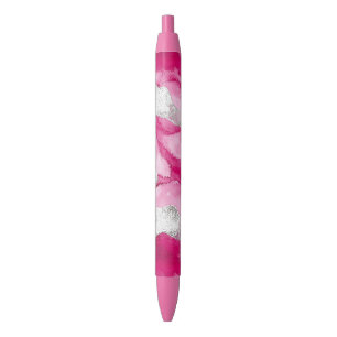 Pink Silver Glam Abstract Black Ink Pen